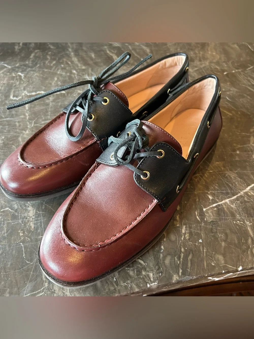 J. Crew Boat Shoes in Leather Loafers Brown / Black Women’s Size 8 CL502